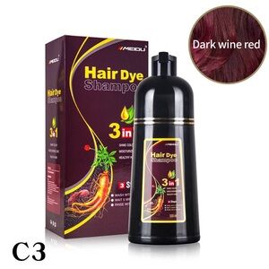 COPY - Meidu Dark Red Wine Hair Dye Shampoo for Women & Men 100% Gray Hair Cove…